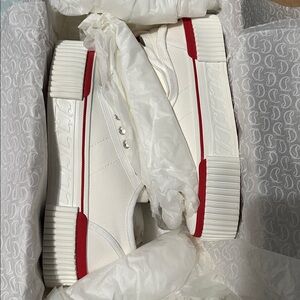 Christian Louboutin White and Red Sneakers